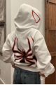 Spiderman Sırt Baskılı Şapkası Örümcek Göz Detaylı Kapuşonlu Sweatshirt Hoodie