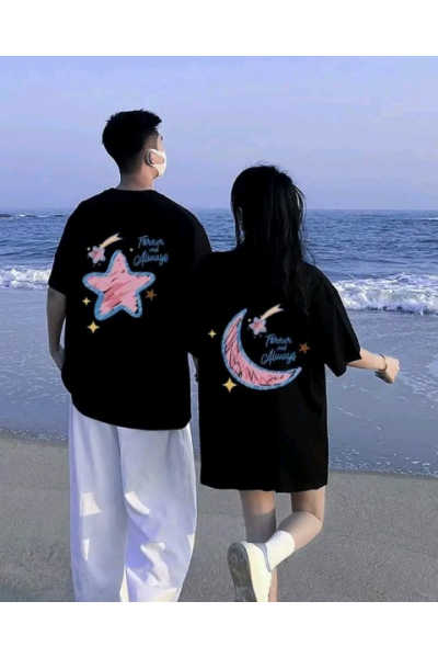 Star And Month Couple T-shirt Seti Star And Month Couple T-shirt Seti
