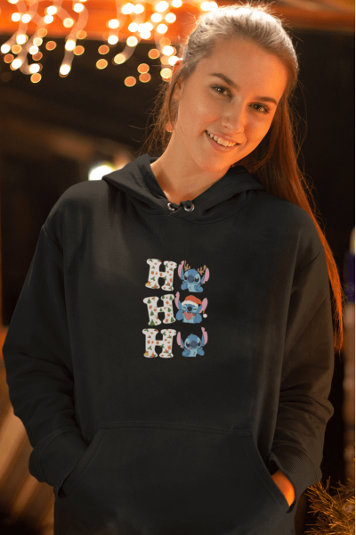 Stitch Yılbaşı Hohoho Kapşonlu Sweatshirt