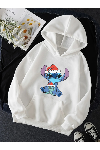 Stitch Yılbaşı Kapşonlu Sweatshirt