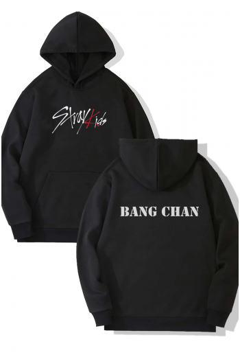 Stray Kids Bang Chan Ön-Arka Baskılı Kapşonlu Sweatshirt