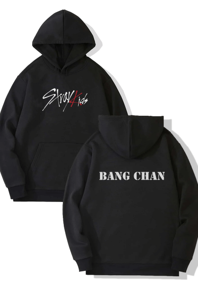 Stray Kids Bang Chan Ön-Arka Baskılı Kapşonlu Sweatshirt
