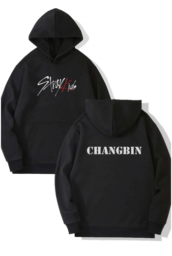 Stray Kids Changbin Ön-Arka Baskılı Kapşonlu Sweatshirt