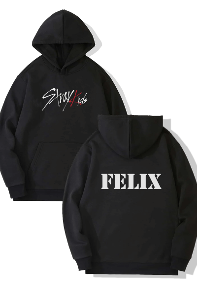 Stray Kids Felix Ön-Arka Baskılı Kapşonlu Sweatshirt