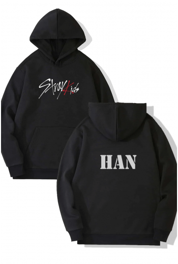 Stray Kids Han Ön-Arka Baskılı Kapşonlu Sweatshirt