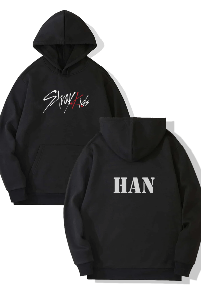 Stray Kids Han Ön-Arka Baskılı Kapşonlu Sweatshirt