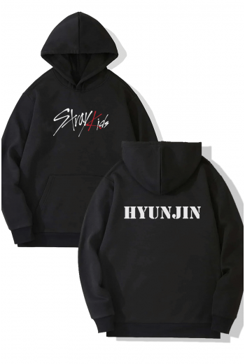 Stray Kids Hyunjin Ön-Arka Baskılı Kapşonlu Sweatshirt