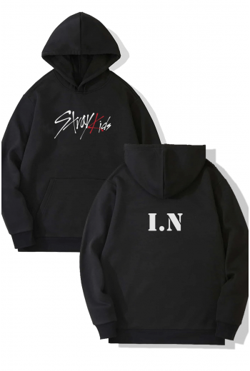 Stray Kids I.N Ön-Arka Baskılı Kapşonlu Sweatshirt