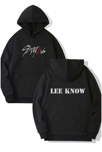 Stray Kids Lee Know Ön-Arka Baskılı Kapşonlu Sweatshirt