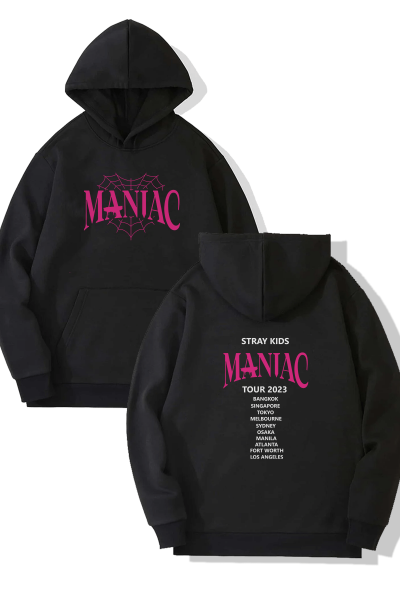 Stray Kids Pink Maniac Ön-Arka Baskılı Kapşonlu Sweatshirt