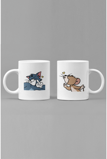 Tom ve Jerry Kalp Sevgili/Çift/Arkadaş 2'li Kupa Bardak Seti Tom ve Jerry Kalp Sevgili/Çift/Arkadaş 2'li Kupa Bardak Seti