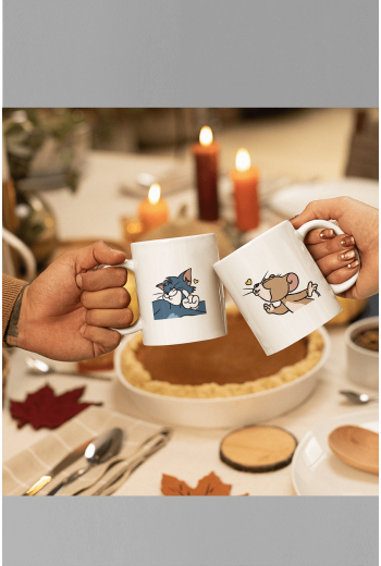 Tom ve Jerry Kalp Sevgili/Çift/Arkadaş 2'li Kupa Bardak Seti Tom ve Jerry Kalp Sevgili/Çift/Arkadaş 2'li Kupa Bardak Seti