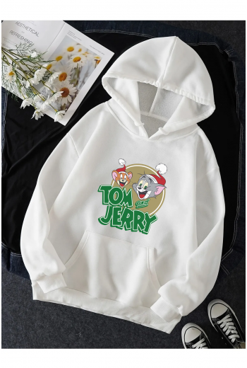 Tom ve Jerry Logolu Yeni Yıl Kapşonlu Sweatshirt