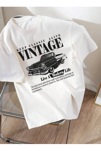 Vintage Classic Car Beyaz T-shirt