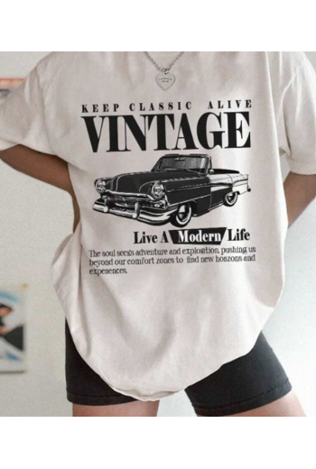 Vintage Classic Car Beyaz T-shirt Vintage Classic Car Beyaz T-shirt