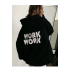 Work Work Arka Baskılı Kapüşonlu Siyah Sweatshirt