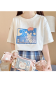 Y2K Kawaii Kore Tarzı Rabbit Beyaz T-shirt