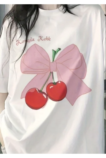 Y2K Kurdele Tasarım Beyaz T-shirt